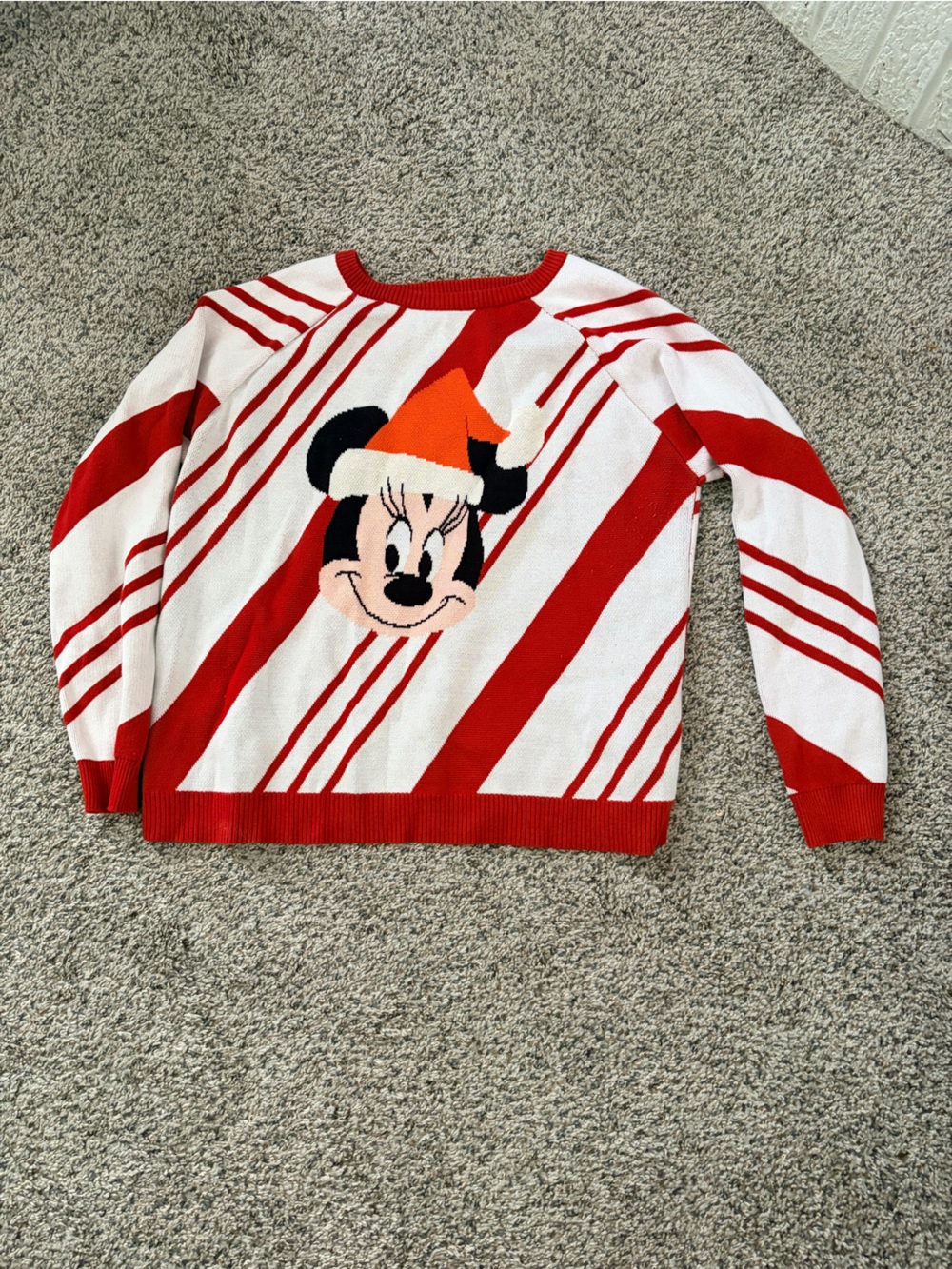Disney Red and White Striped Minnie Mouse Sweater Women’s